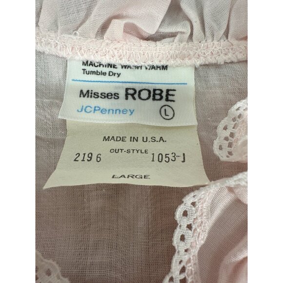Vintage JCPenney Misses Robe Light Pink with Zipper and Bow at Neck - Size L - Picture 5 of 5